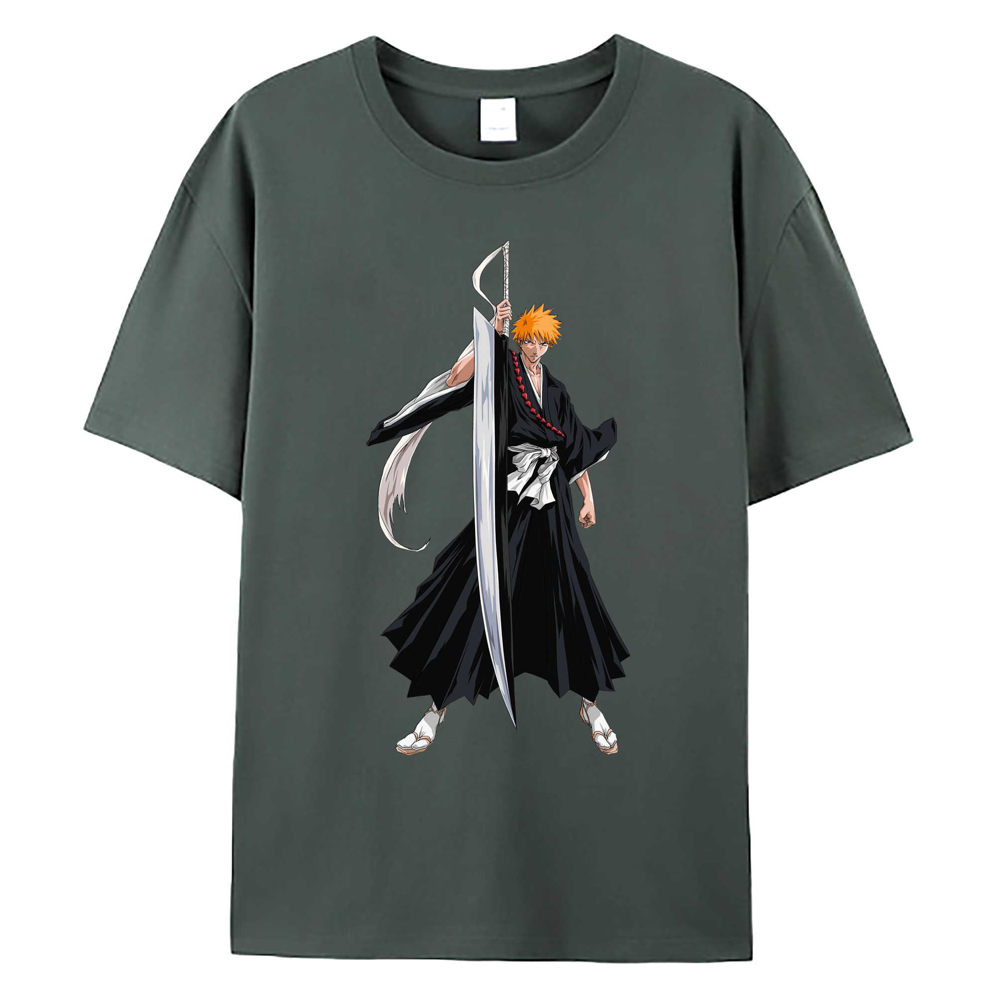 （画像用） ブリーチ 黒崎一護（くろさき いちご）BLEACH Kurosaki Ichigo 綿100％ メンズ半袖Tシャツ｜肌触りやわらか＆通気性